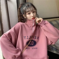 womens sweater loose stand up collar letter printing long sleeved korean version of the 2020 autumn and winter new top trend