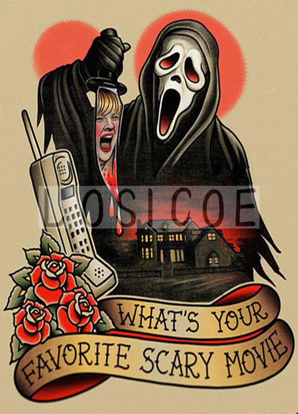 Что ваш любимый фильм ужасов татуировки узор плакат в стиле ретро из крафт-бумаги