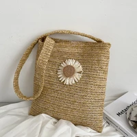 2021 woven straw ladies shoulder bag boho summer hand bag for women high capacity storage bag travel cute student wallet
