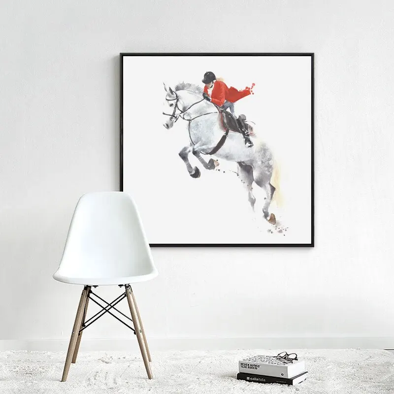 Картина на холсте домашний декор картина с абстрактной акварелью верховая езда