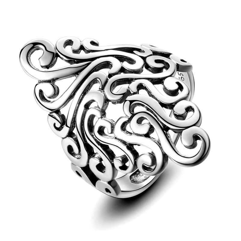 Женские кольца из стерлингового серебра 925 пробы модные женские винтажные полые