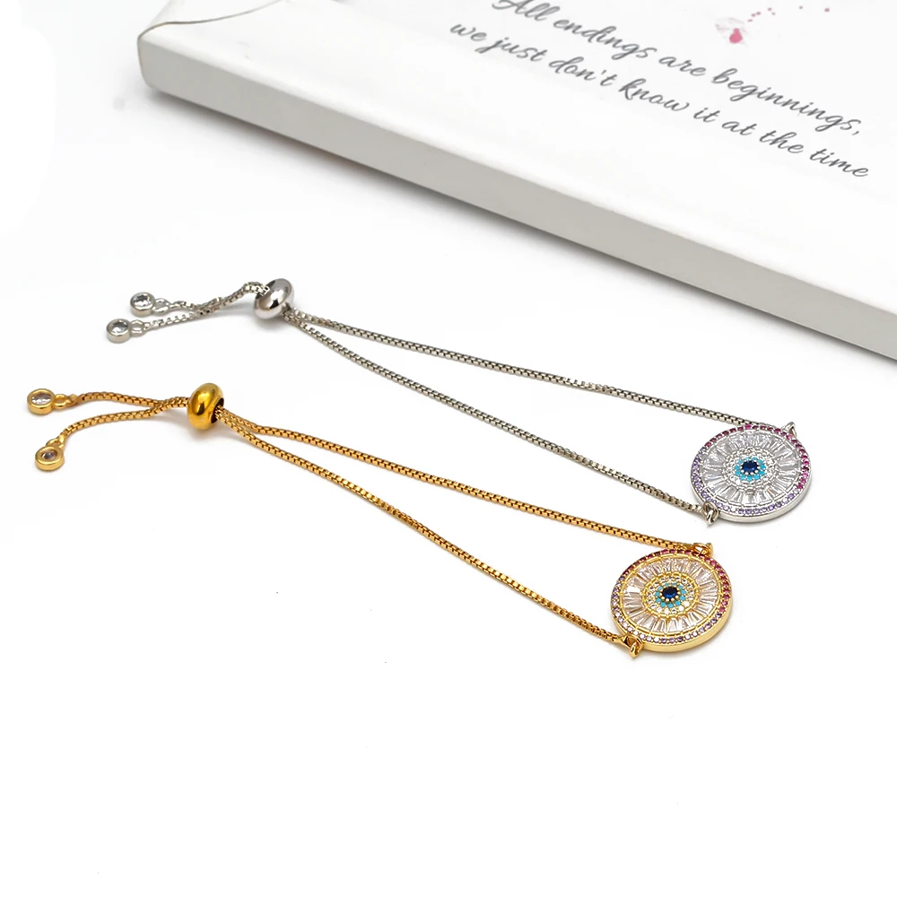 Lucky Eye Turkish EviL Charm Bracelet Gold Silver Color Colorful Zircon Adjustable for Women Girls Jewelry EY6758 | Украшения и