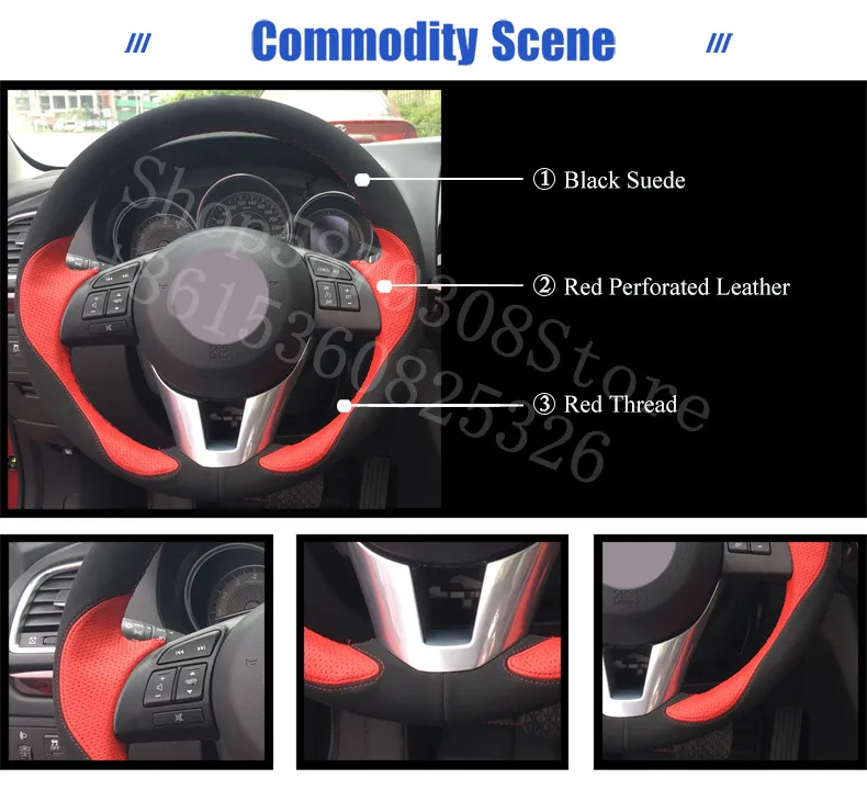 

For Dodge Dart 2014-2020 Scat Package Black Suede Red Beige Leather Car Steering Wheel Covers