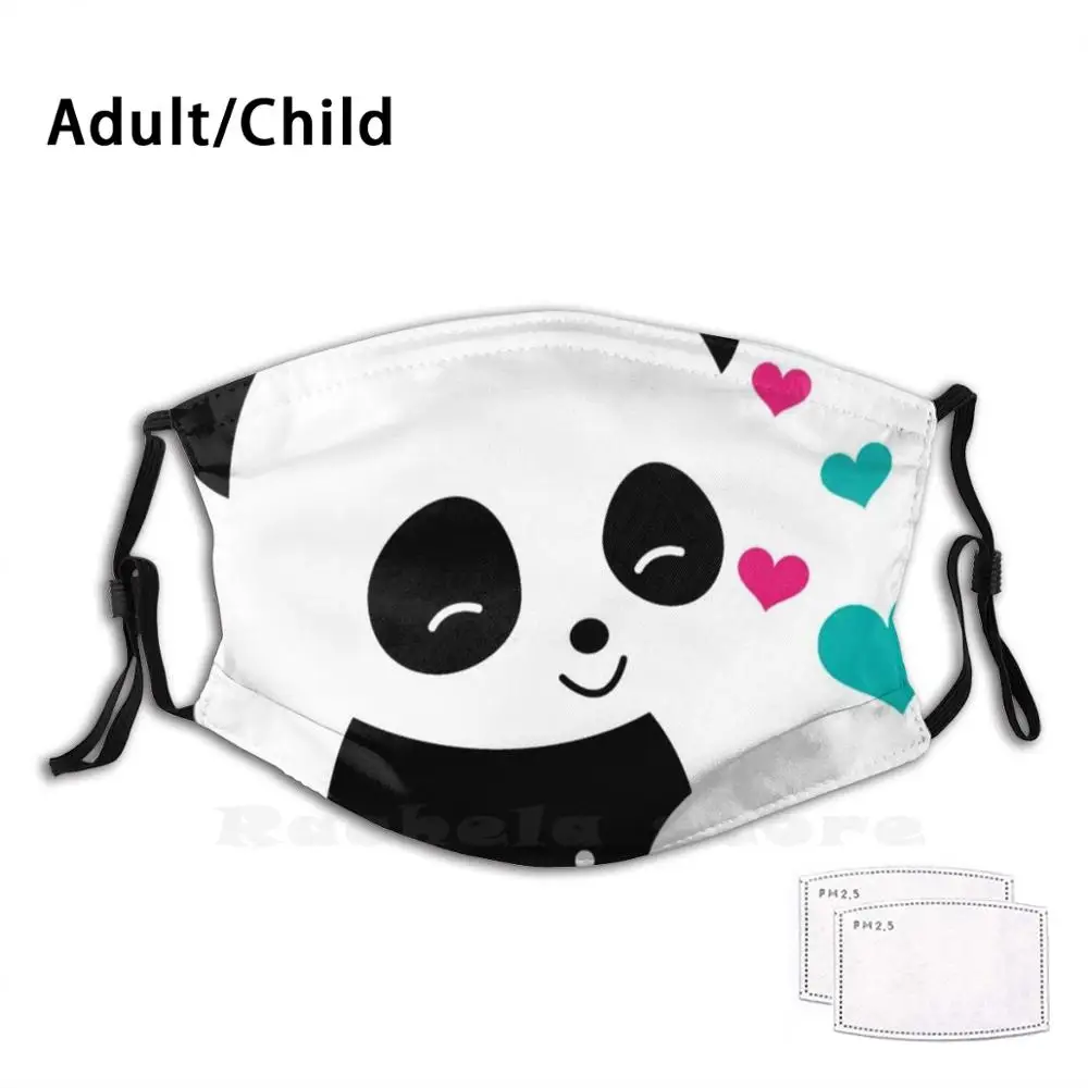 

Моющаяся маска для рта Love, с принтом панды, Пылезащитная маска для рта, милая черно-белая панда, сердца, панда, симпатичная панда, милые животные