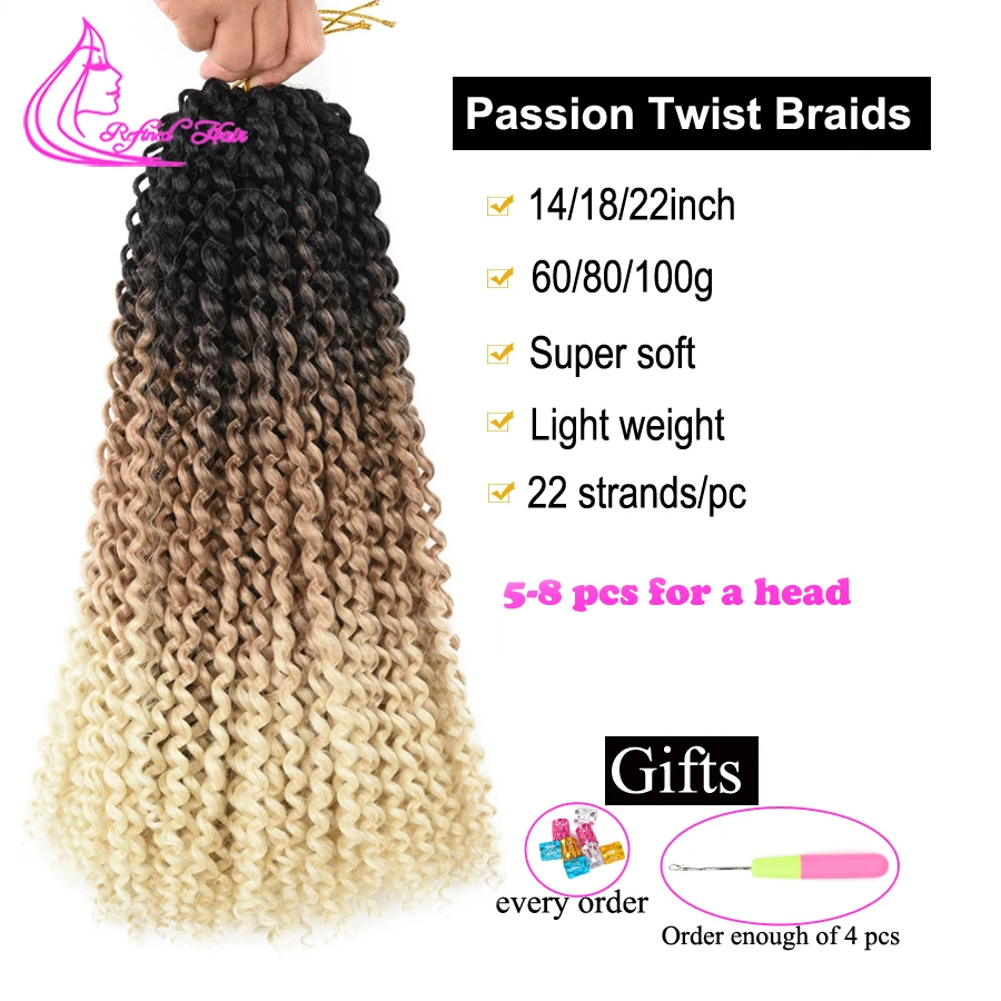 Passion Twist Hair Crochet Braids Synthetic Curly For Goddess Locs Water Wave Braiding Extensions Ombre Brown Honey Blonde |