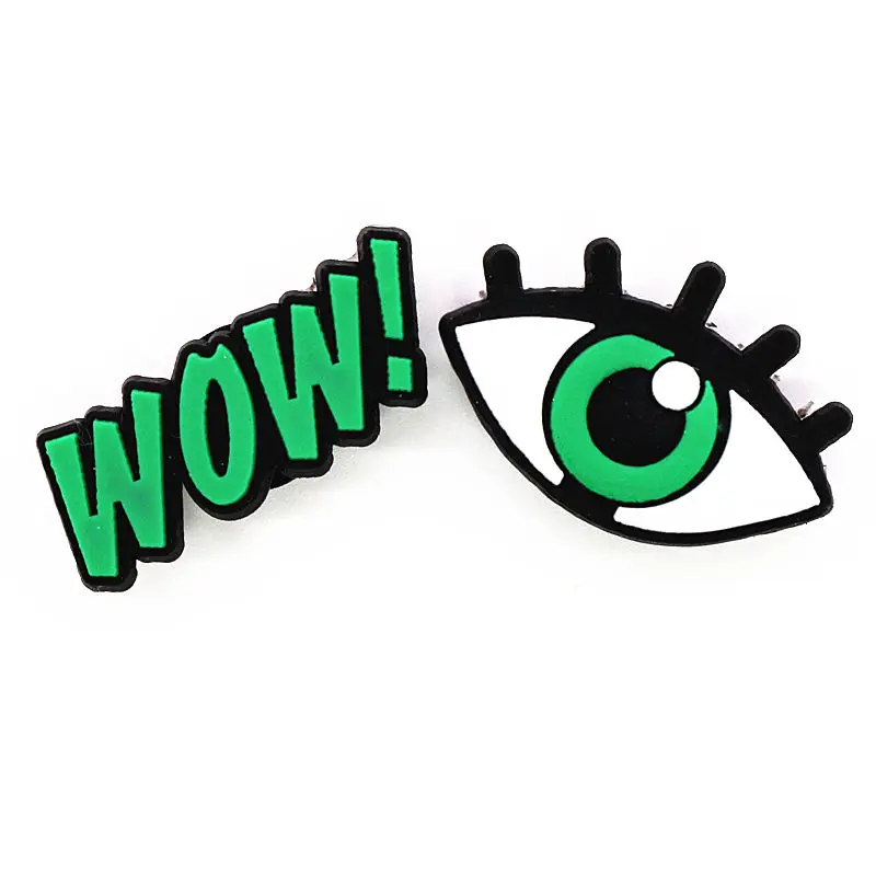 Single Sale 1pcs Love Peace Shoe Charms Accessories Cool Wow Red Heart PVC Shoe Decoration for Croc jibz Kids Party X-mas Gifts