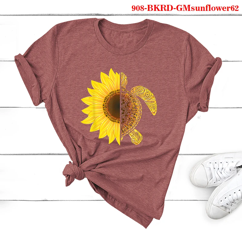 

Summer Tops Sunflower Print Graphic Tees T-Shirt Women Aesthetic Short Sleeve PLUS SIZE Woman Tshirts Women 2021 Mujer Camisetas