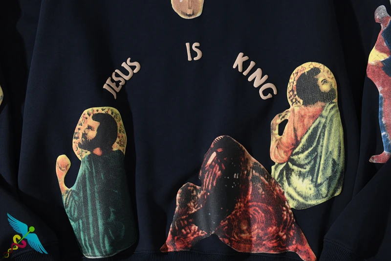 

Kanye West Hoodies High Quality Jesus Oil Painting Print Pattern Long Sleeve Oversized Crewneck Sweatshirt Men Fashion Casual