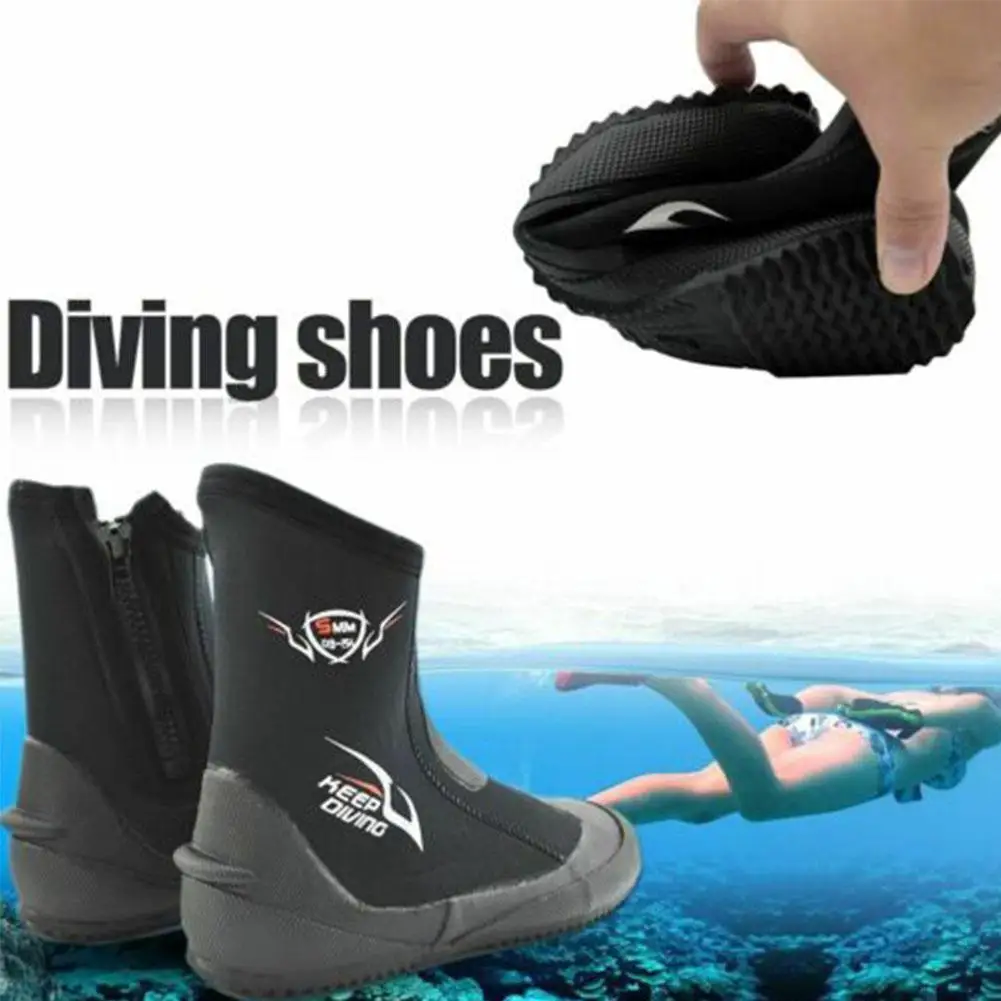 

5mm Super Stretch Zippered Hard Sole High Upper Scuba Water Sports Snorkeling Surfing Wetsuit Booties Diving Boots T2T8