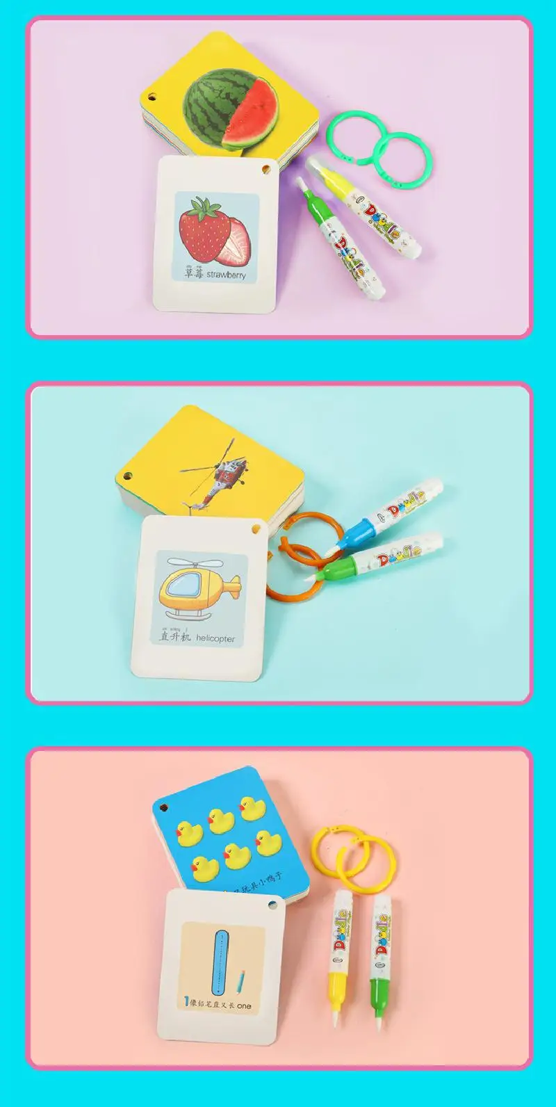 

Children's Magic Water Painting Book Clear Water Repeated Graffiti Cognitive Card Early Education Enlightenment Puzzle Game Toy