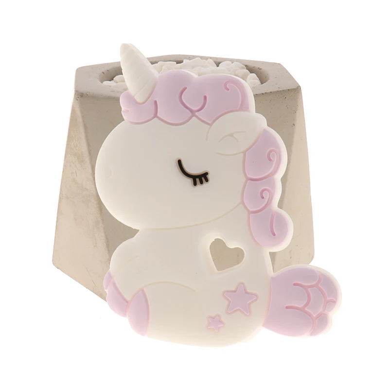 

QHBC Unicorn 5pcs Silicone Rodent Baby Teether Horse BPA Free Infant Teething Pendant Nursing Materials Food Grade Animal DIY