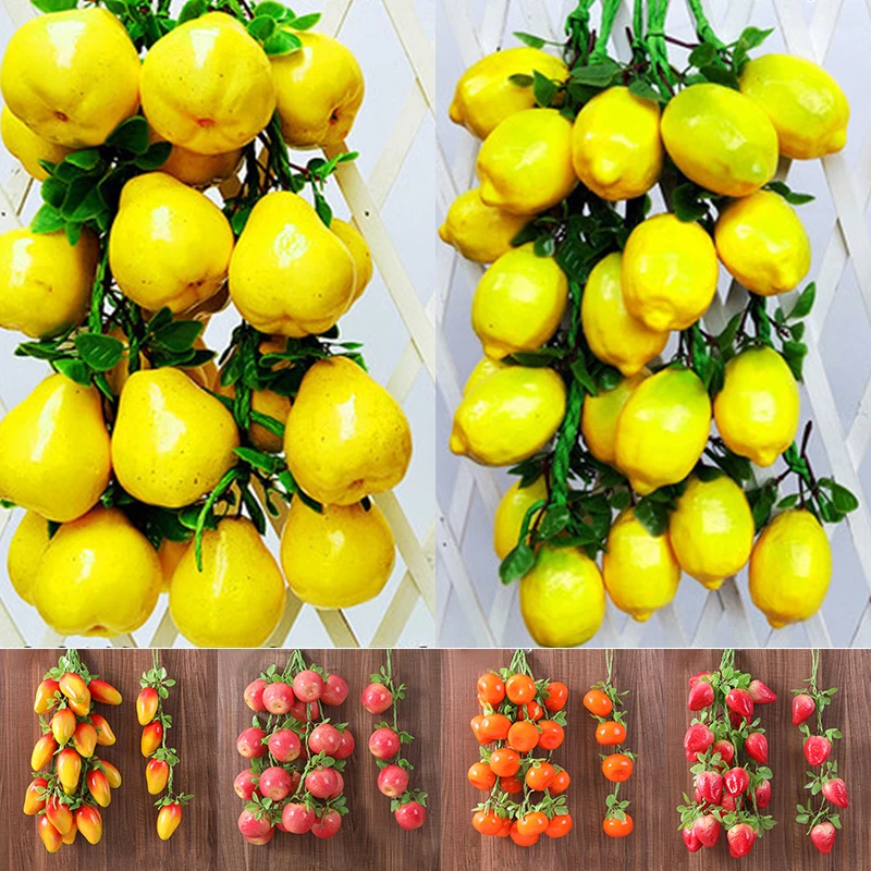 

Artificial Simulation Green Fruit String Vegetable Skewers Home Wall Hanging Decorative Restaurant Wall Kitchen Garden Decor