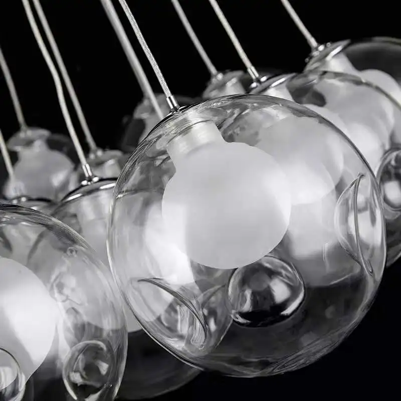 

Modern LED G4 Chandelier Lighting Nordic Creative Transparent Double Glass Ball Home Decoration Living Room Romantic Chandelier