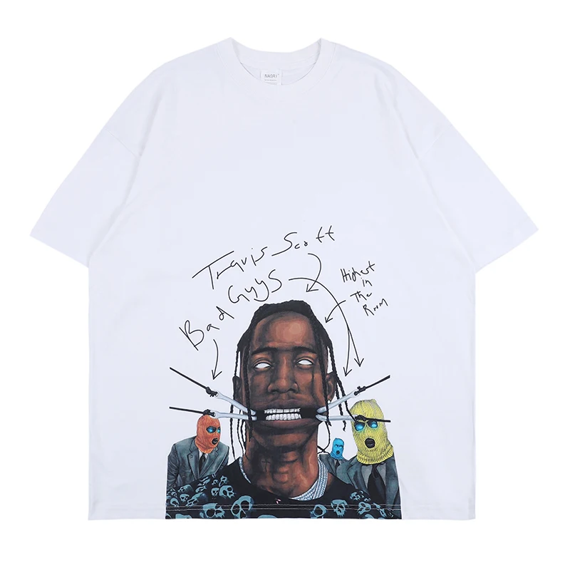 

Travis Scott T-shirt Hip Pop Loose Short Sleeve of Men Cotton Summer T-Shirts