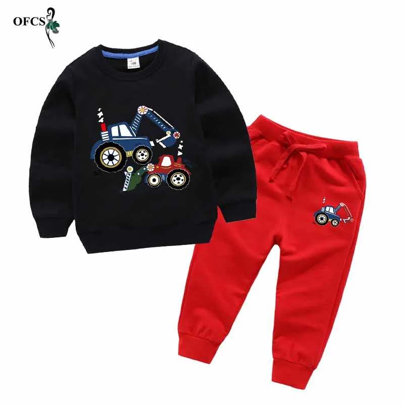 Girls Boys Autumn 18M-12T Clothes Baby Long Sleeve Children's Sets O-Neck Cotton Cartoon Suit Toddler Fashion Jumper + Trousers | Детская