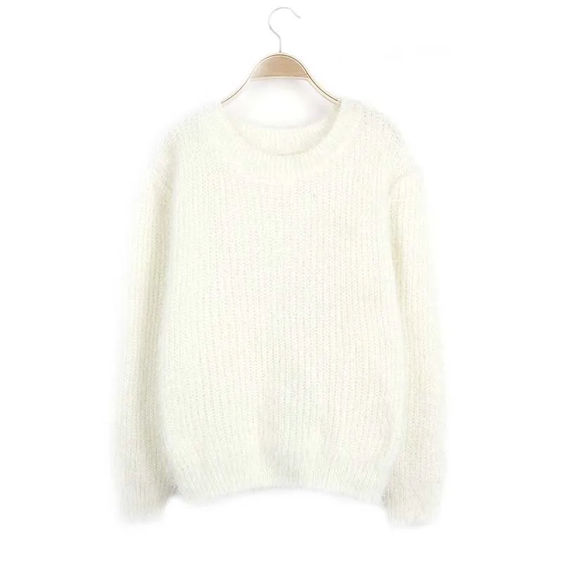 

Femme Clothing Vestidos Sweater Women Candy Color Pullover Jacket Mohair Jumper Loose Sweaters Pull