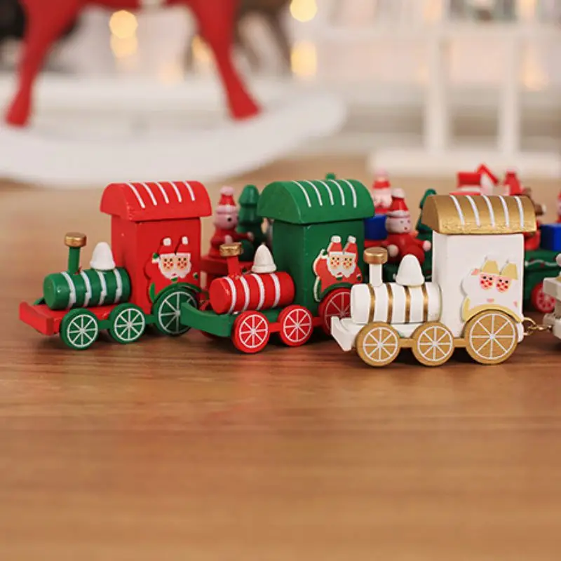 Christmas Gifts Wooden Train Cute Wood Mini Ornaments Exquisite Party Kindergarten Decoration Kids Gift Toy | Дом и сад