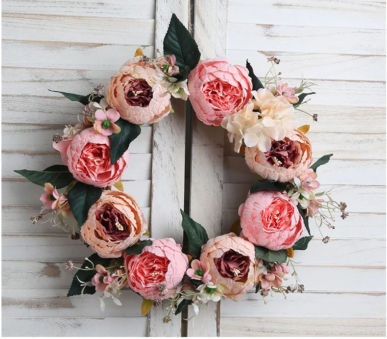 

25/35cm Rose Artificial Flowers Wreath For Door Wall Decor Wedding Party Car Decoration Flowers