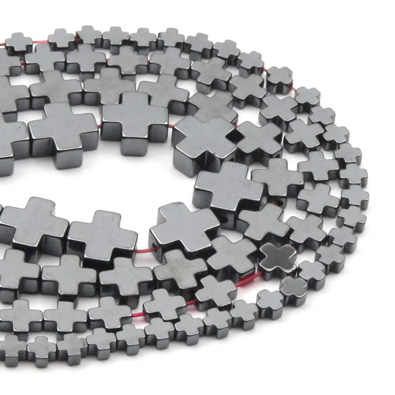 С черным перекрестным креплением Форма натуральный бусины из гематита 4681012 мм