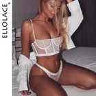 Ellolace сексуальное кружевное нижнее белье, комплект женского нижнего белья, бюстгальтер, короткие комплекты, сетчатый прозрачный черный, белый бюстгальтер, женское нижнее белье, комплекты нижнего белья