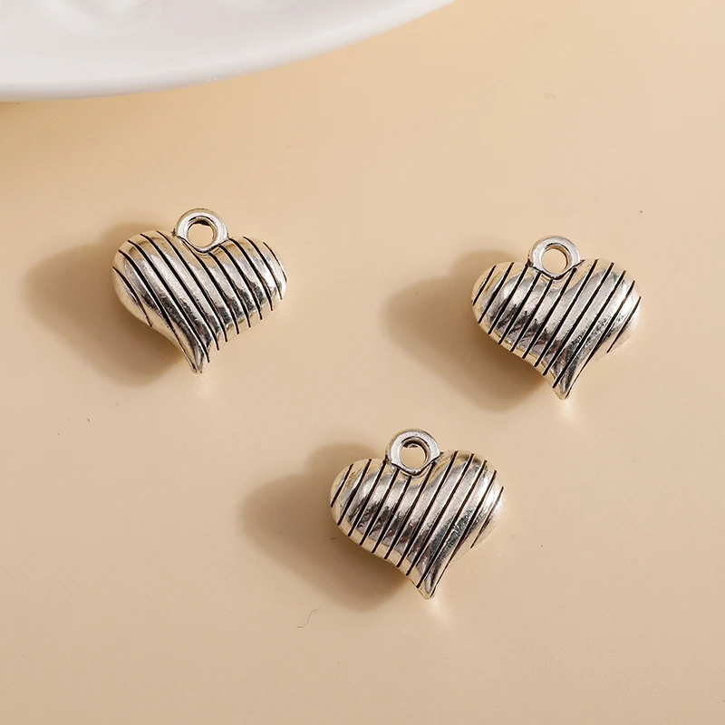 

10pcs 13*13mm Alloy Silver Color Love Heart Charms DIY Fit Bracelets Pendants Earrings Handmade Craft Jewelry Findings