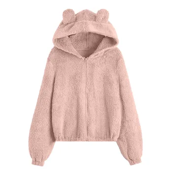 Kawaii Hoodies Women Harajuku Hoodie Sweatshirts Oversize Itself Hoody Bear Ears Warm Plush Hoodie Pink Clothes Sudaderas Худи 1