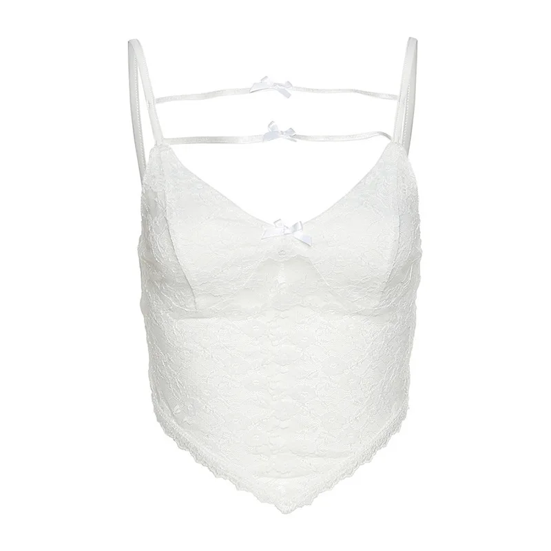 

European and American Fashion New Style Suspenders V-neck Sexy Lace Perspective Halter Bottoming All-match Small Vest Women