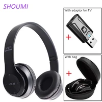 wireless headset stereo bluetooth headphones foldable earpiece with earphone bag game helmets usb adaptor for tv internet lesson