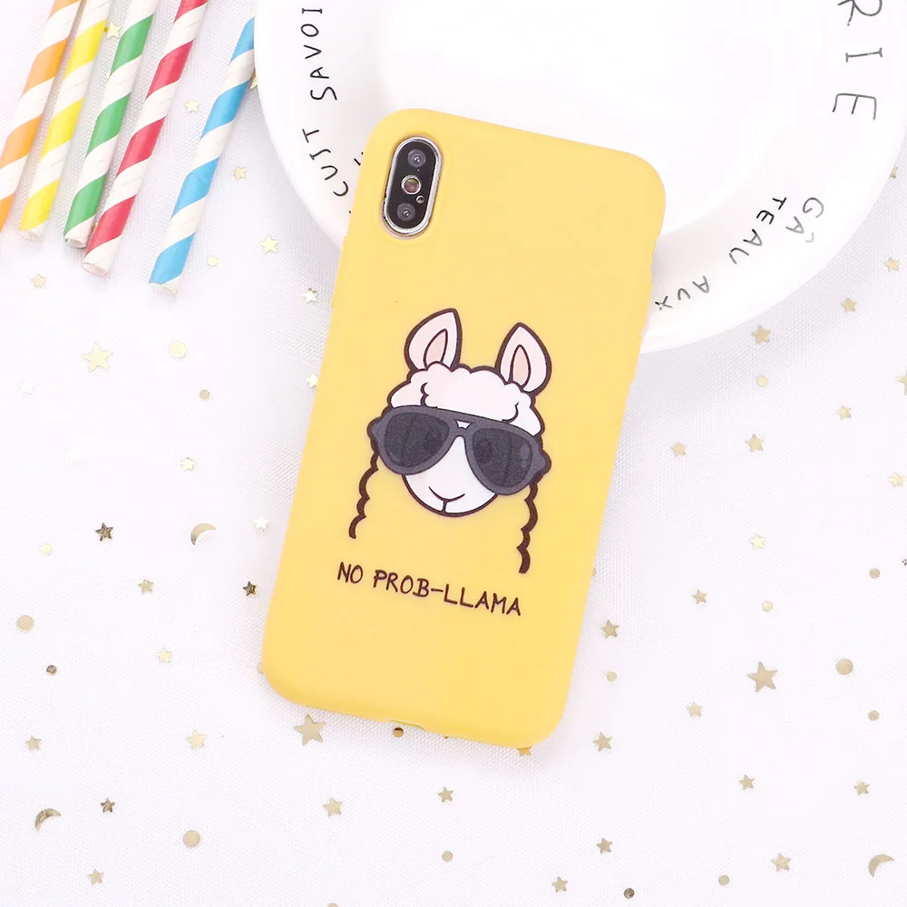Для 11 Pro 8 8Plus X XR 7 7Plus XS Max 13 12 SE Милая лама Альпака мультяшная конфетная силиконовая