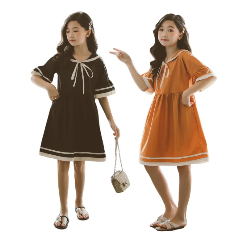 

The fabric is comfortable and soft in summer Big Children's Girls' Dresses Bow contrast Dress new children's princess dress
