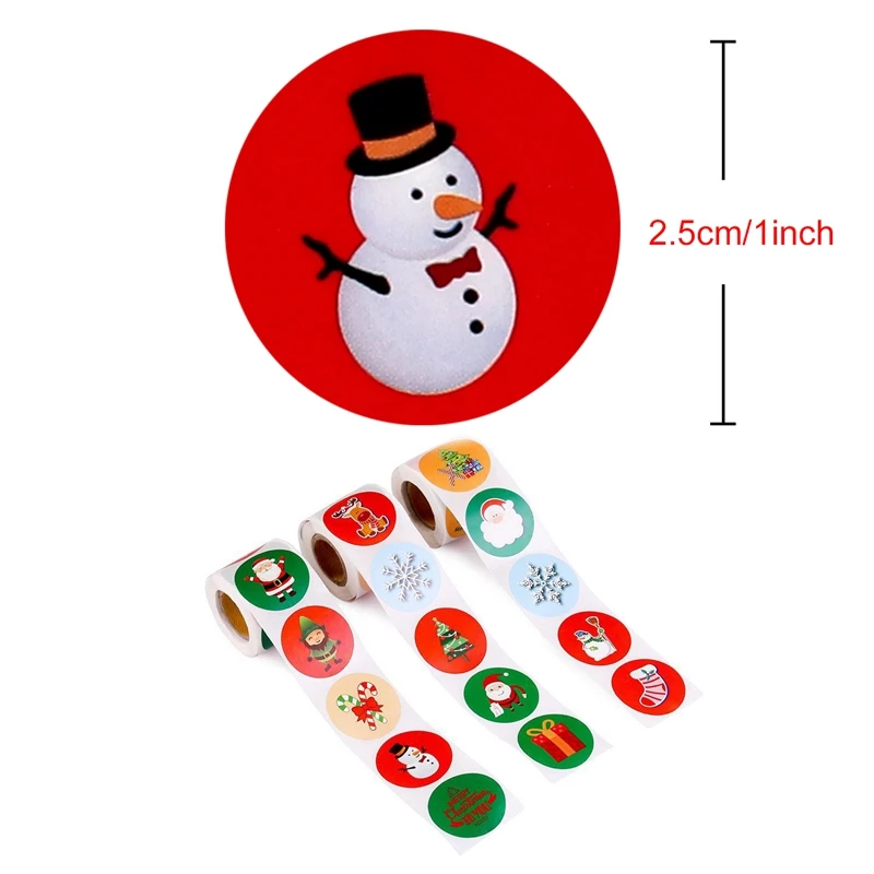 

500pcs Round Cute Merry Christmas Thank You Stickers Seal Labels for Envelope Cards Gift Package Scrapbooking Decor