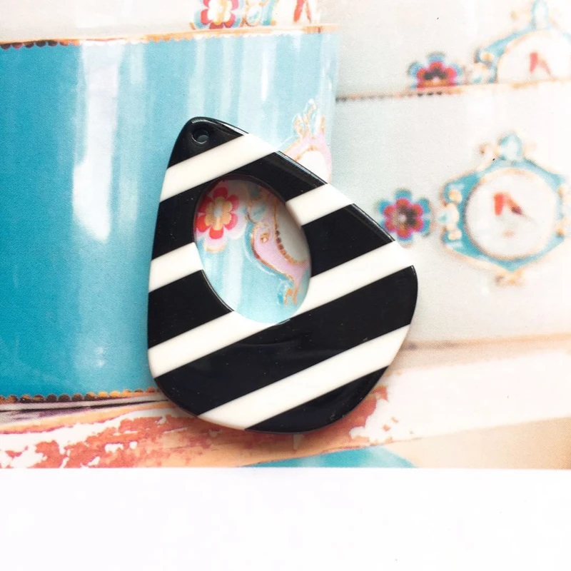 Фурнитура для ювелирных изделий в черно-белую полоску акриловые аксессуары