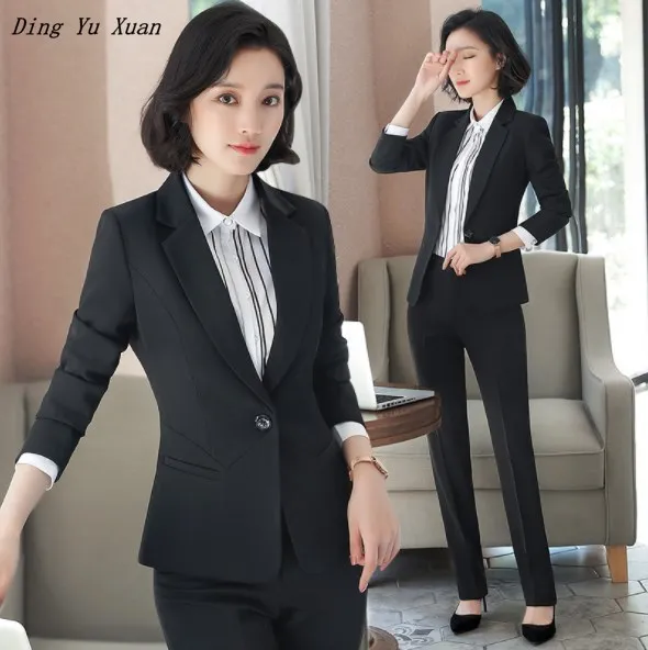 

Office Ladies Formal Trouser Suit Women Plus Size Dress Pant Suit Female Business Work Blazer and Pants 2 Two Piece Set 3XL 4XL