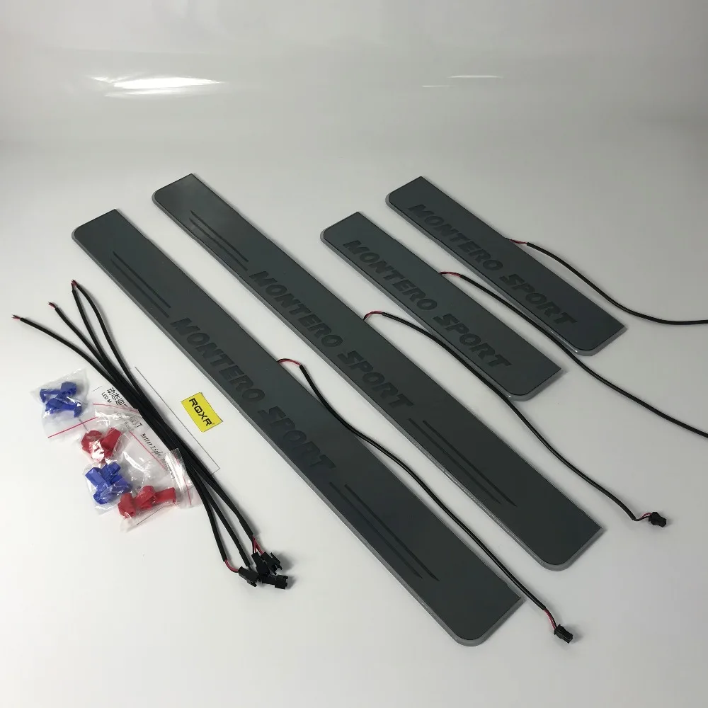 

Osmrk led moving door scuff for Mitsubishi montero door sill plate flat lining overlays guards flowing/fixed light