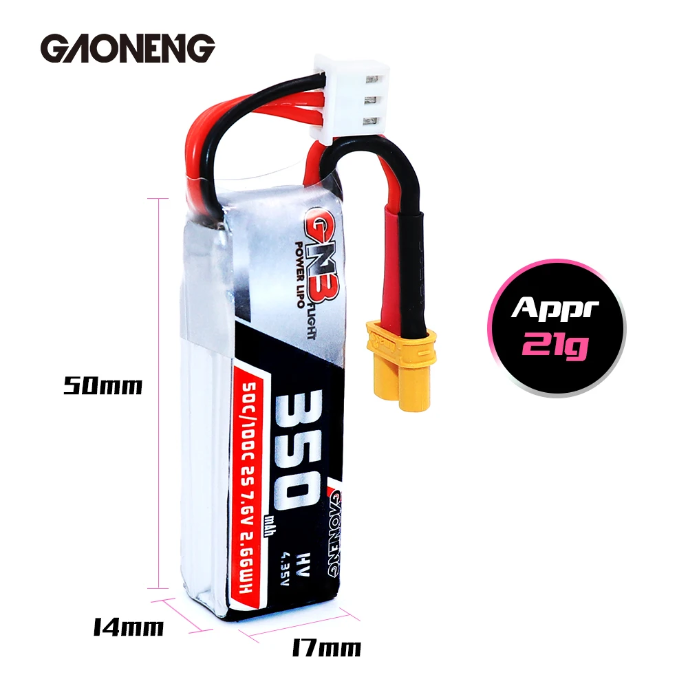 gaoneng gnb 350mah 38 v 76 v 30c 50c1s 2s ph2 0 xt30 lipo аккумулятор для