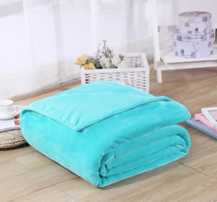 Light blue 150*200 см 180*200 см 200*230 см Фланелевое однотонное одеяло для дивана, постельных принадлежностей, мягкая зимняя простыня в клетку - Цвет: Light blue