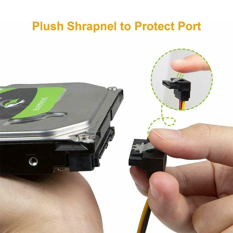 

5-Pack 8-Inch/20cm SATA 15 Pin Male to 2 x SATA 15 Pin Down Angle Female Power Splitter Cable