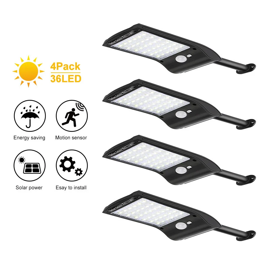 

Solar Lights Outdoor 36 LED Super Bright Solar Lamp 280LM Motion Sensor Security Lights Wireless Waterproof Flexible Wall Lights