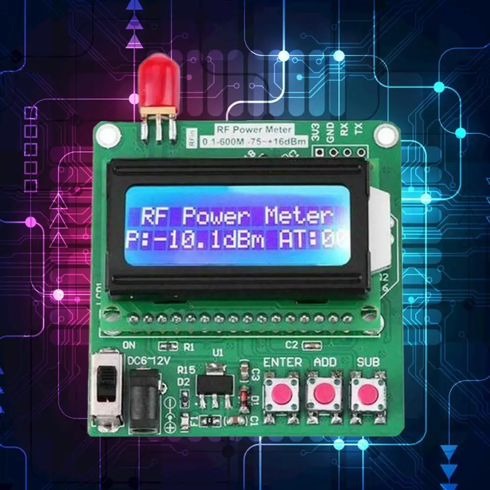 

LCD Digital Wattmeter Volt Watt Power Ammeter Voltmeter RF Power Meter -75~16 dBm 1-600MHz Radio Frequency Attenuation Value