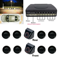 new dual channel video car parking sensors reverse radar system 8 sensor with front rear view camera for parking assist