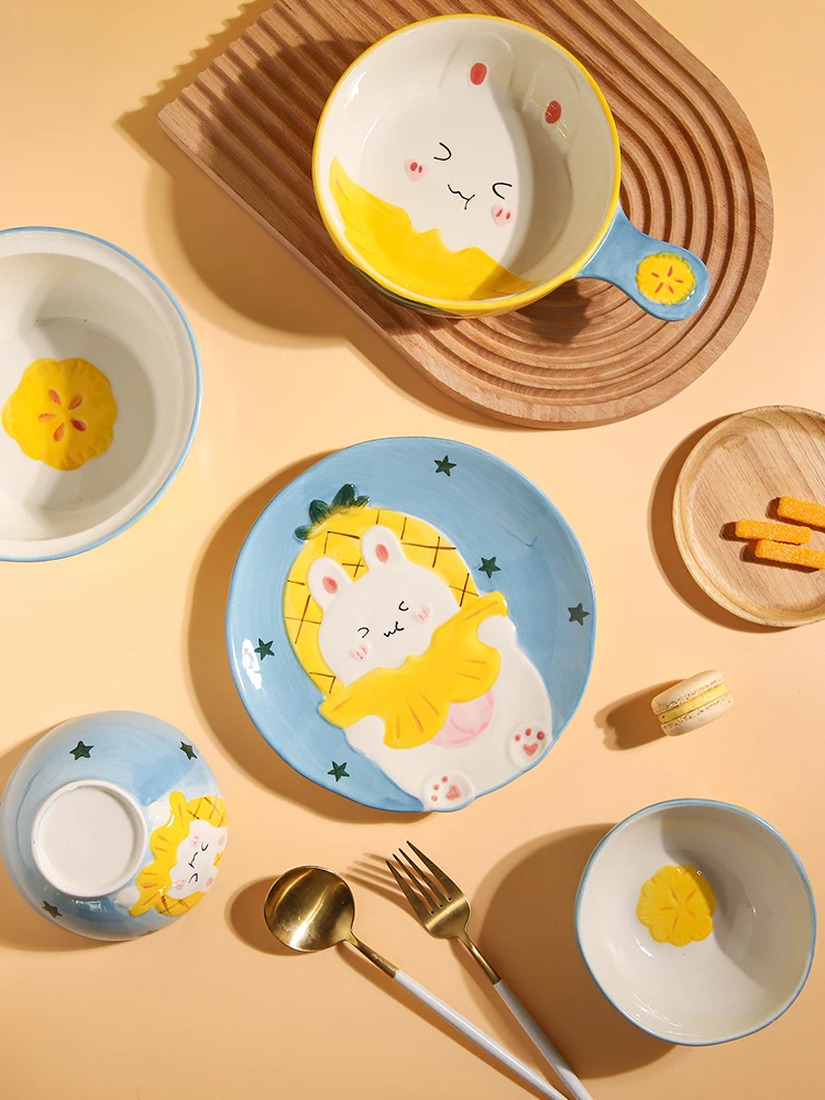 Керамическая 5-дюймовая миска в Корейском стиле 7-дюймовая для лапши Мультяшные