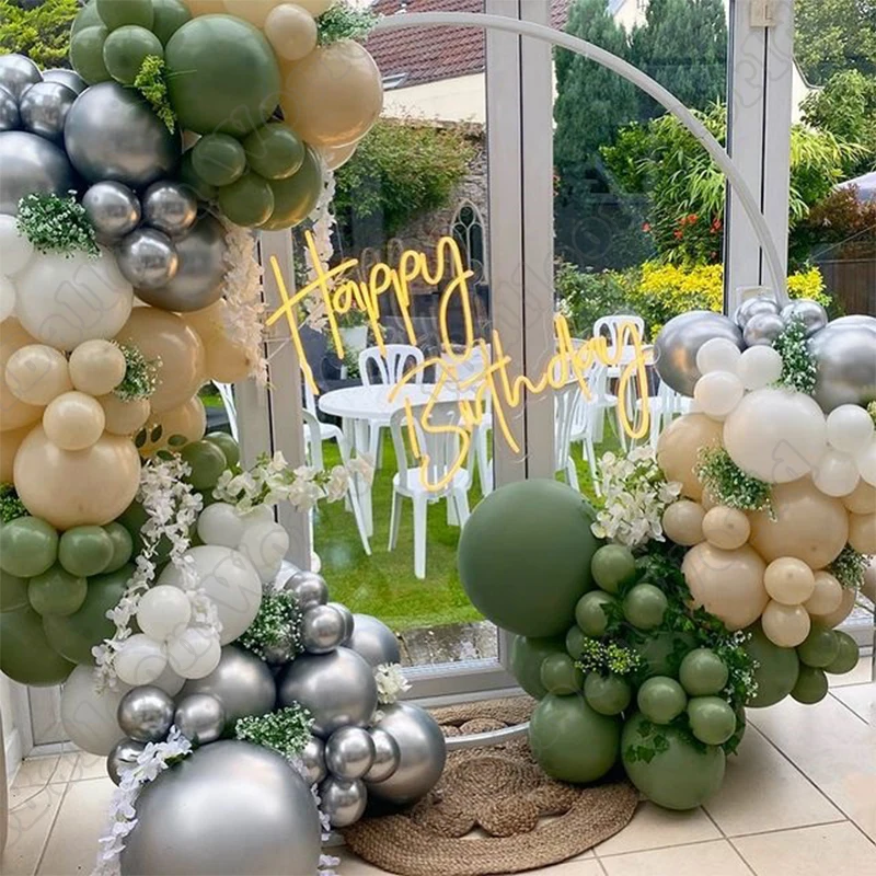 

133pcs Avocado Green Cream Peach Latex Balloon Arch Kit Wedding Birthday Party Balloon Garland Event Celebrate Baby Shower Decor