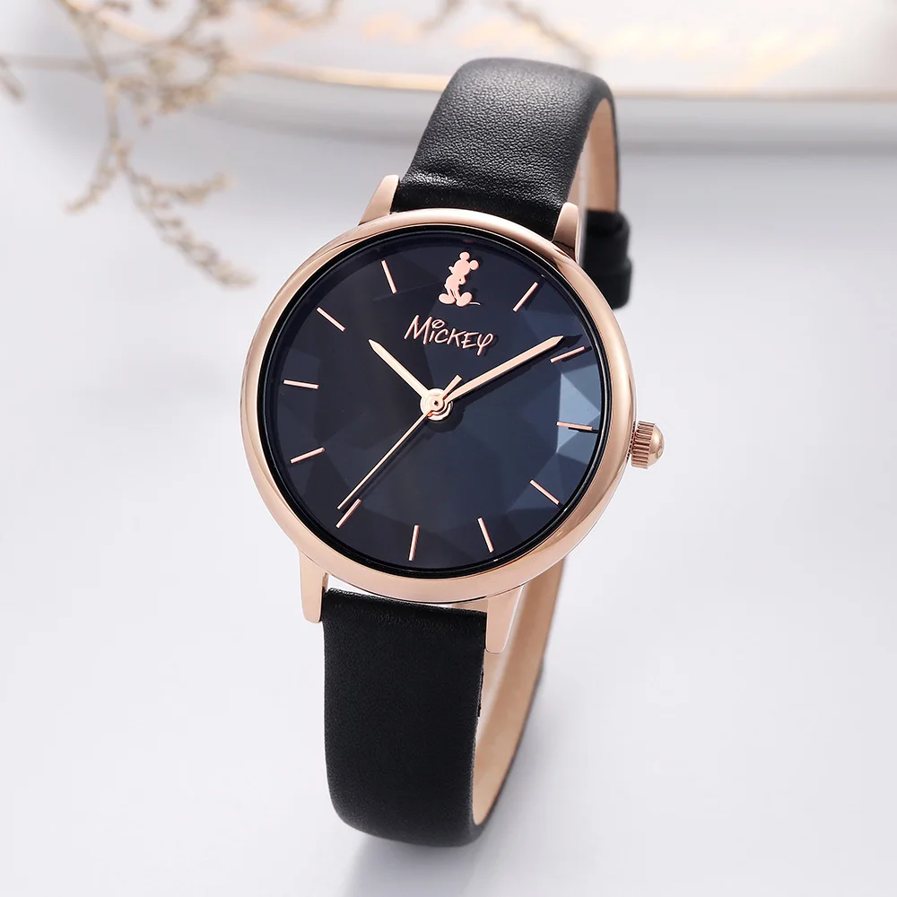 Disney кварцевые наручные часы Роскошные модные женские часы повседневные Элегантные часы с кожаным ремешком женские часы Reloj Mujer