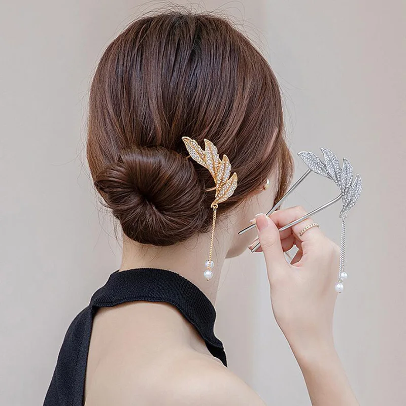 

Модные металлические жемчужные шпильки для волос для женщин, заколки для волос с кристаллами, U-образная заколка для волос, шпильки для воло...