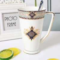 bone coffee cup porcelain tea cup baroque 500ml retro birthday gift luxury home decoration accessories