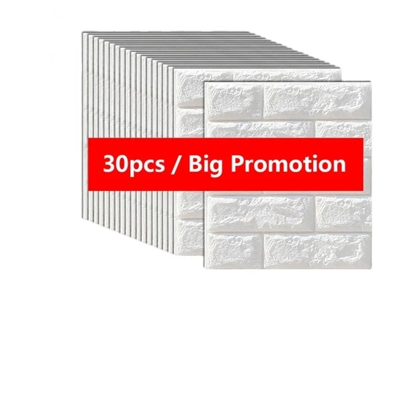 

10/15/30Pcs Self-Adhesive 3D Brick Sticker DIY Waterproof Foam Wallpaper Kids Room Kitchen Roof Ceiling Background Wall Decals