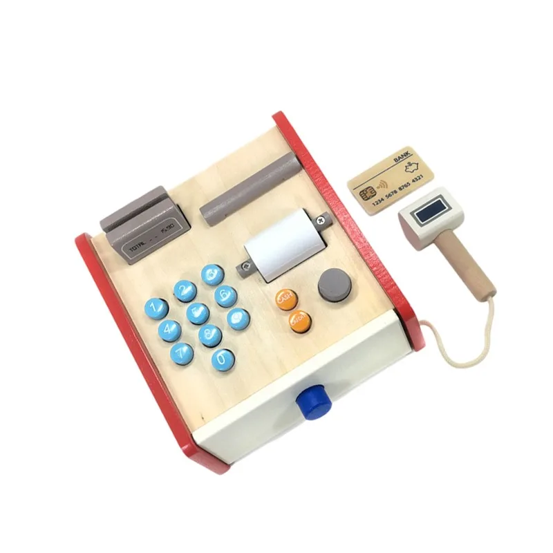 

Children's Wooden Simulation Cash Register, Multifunctional Wooden Toy Simulation Cash Register for Counting Money