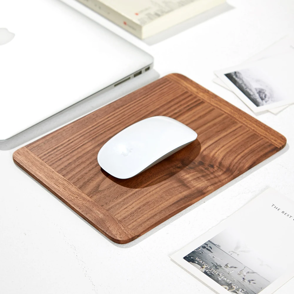 Черный грецкий орех деревянные Мышь коврик для офиса дома гладкая Защита