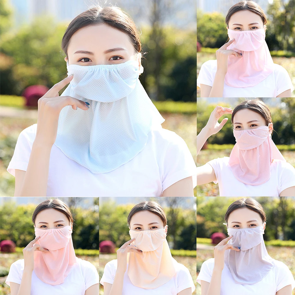 

Summer Breathable Openning Sunscreen Face Cover Women Anti-UV Outdoor Ridding Cycling Windproof Dust-Proof Neck Head Scarves