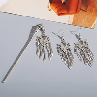 12pcs geometric earring and hairpin set gypsy earrings for women girl accessory hair sticks chinese style indian jewelry
